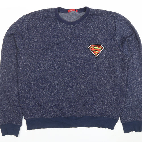 Superman Men's Blue XL Pullover Sweatshirt Crew Neck Logo Embroidered