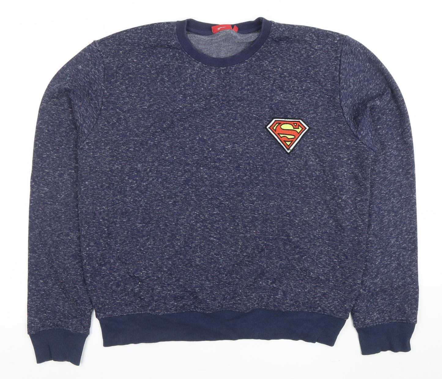 Superman Men's Blue XL Pullover Sweatshirt Crew Neck Logo Embroidered