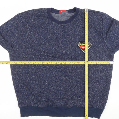Superman Men's Blue XL Pullover Sweatshirt Crew Neck Logo Embroidered