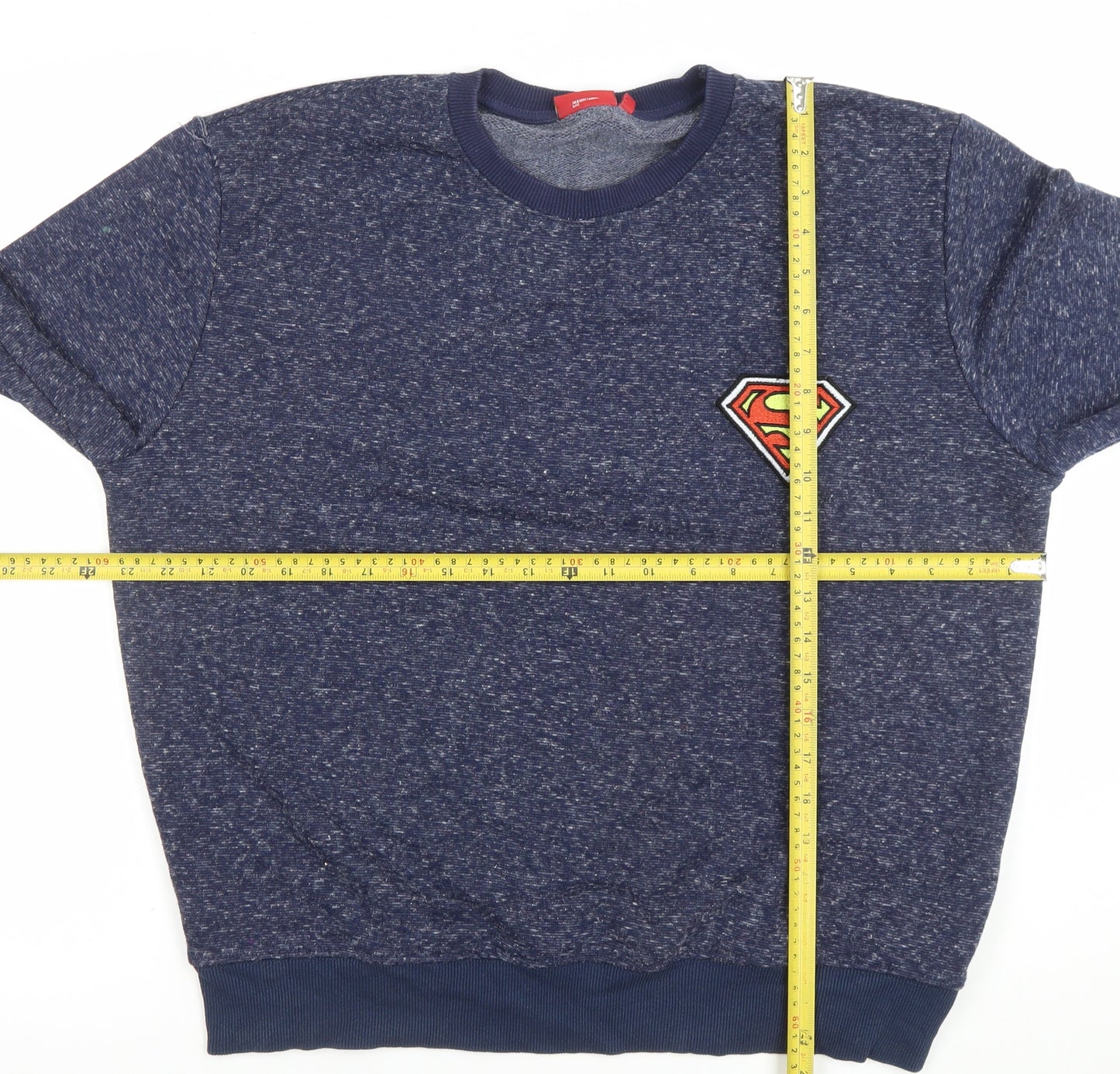Superman Men's Blue XL Pullover Sweatshirt Crew Neck Logo Embroidered