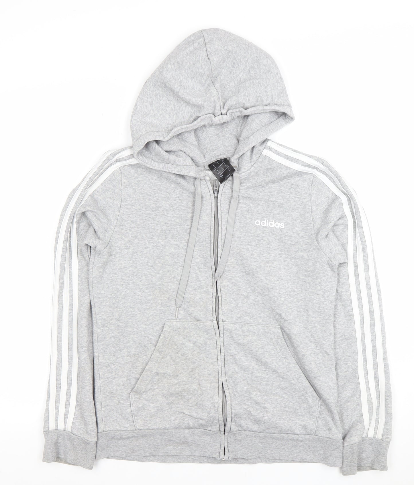 Adidas Women's Grey Full Zip Hoodie Size 12-14 Cotton Blend