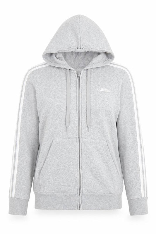 Adidas Women's Grey Full Zip Hoodie Size 12-14 Cotton Blend