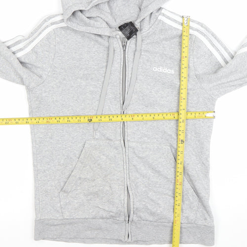 Adidas Women's Grey Full Zip Hoodie Size 12-14 Cotton Blend