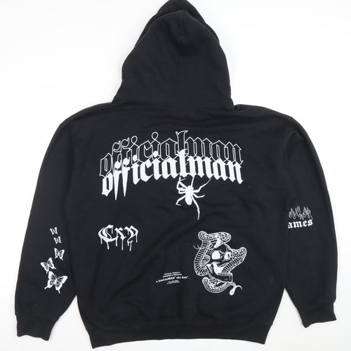boohooMAN Men's Black Pullover Graphic Hoodie Size M Regular Fit