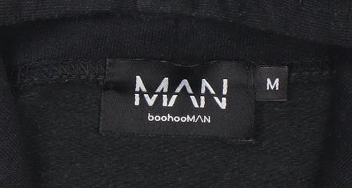 boohooMAN Men's Black Pullover Graphic Hoodie Size M Regular Fit
