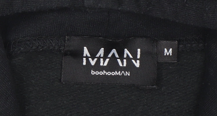 boohooMAN Men's Black Pullover Graphic Hoodie Size M Regular Fit