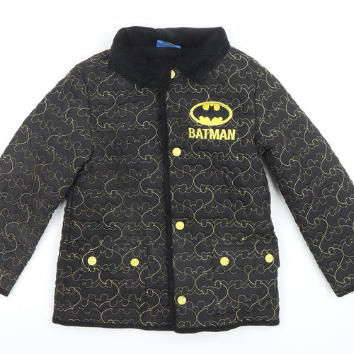 Batman Boys Black Quilted Mid-Length Jacket 6 Years