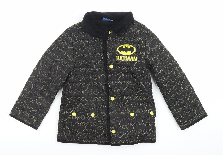 Batman Boys Black Quilted Mid-Length Jacket 6 Years
