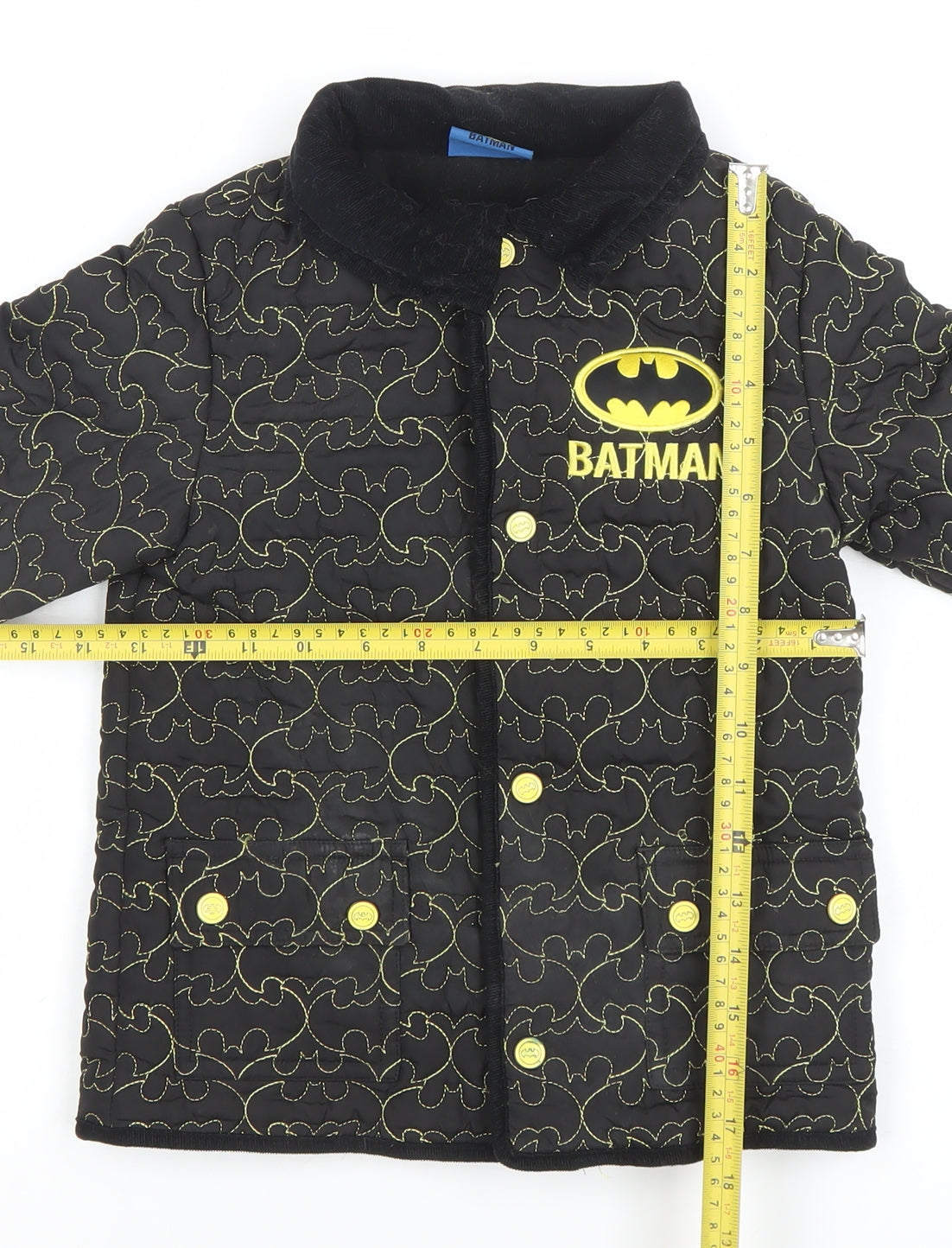Batman Boys Black Quilted Mid-Length Jacket 6 Years