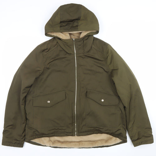 Primark Women’s Green Hooded Faux Fur Lined Parka Jacket M