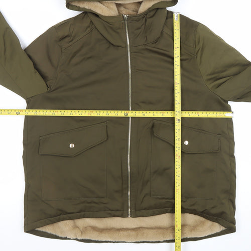 Primark Women’s Green Hooded Faux Fur Lined Parka Jacket M