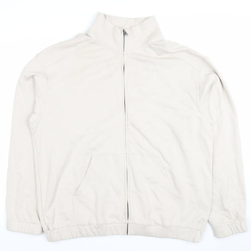 H&M Men’s Beige Full Zip Sweatshirt L Relaxed Fit Cotton Jacket