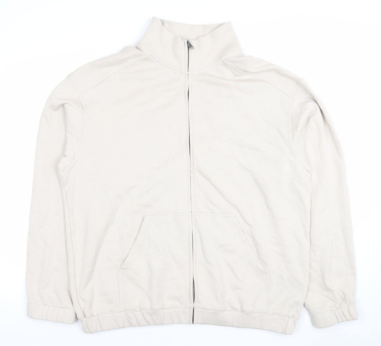 H&M Men’s Beige Full Zip Sweatshirt L Relaxed Fit Cotton Jacket