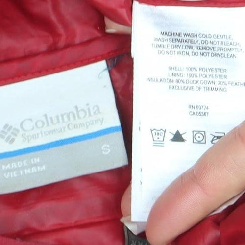 Columbia Men’s Red Puffer Down Waistcoat S Regular Fit Outdoor Vest