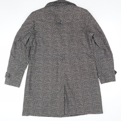Marks and Spencer Womens Black Geometric Long Overcoat Size 16