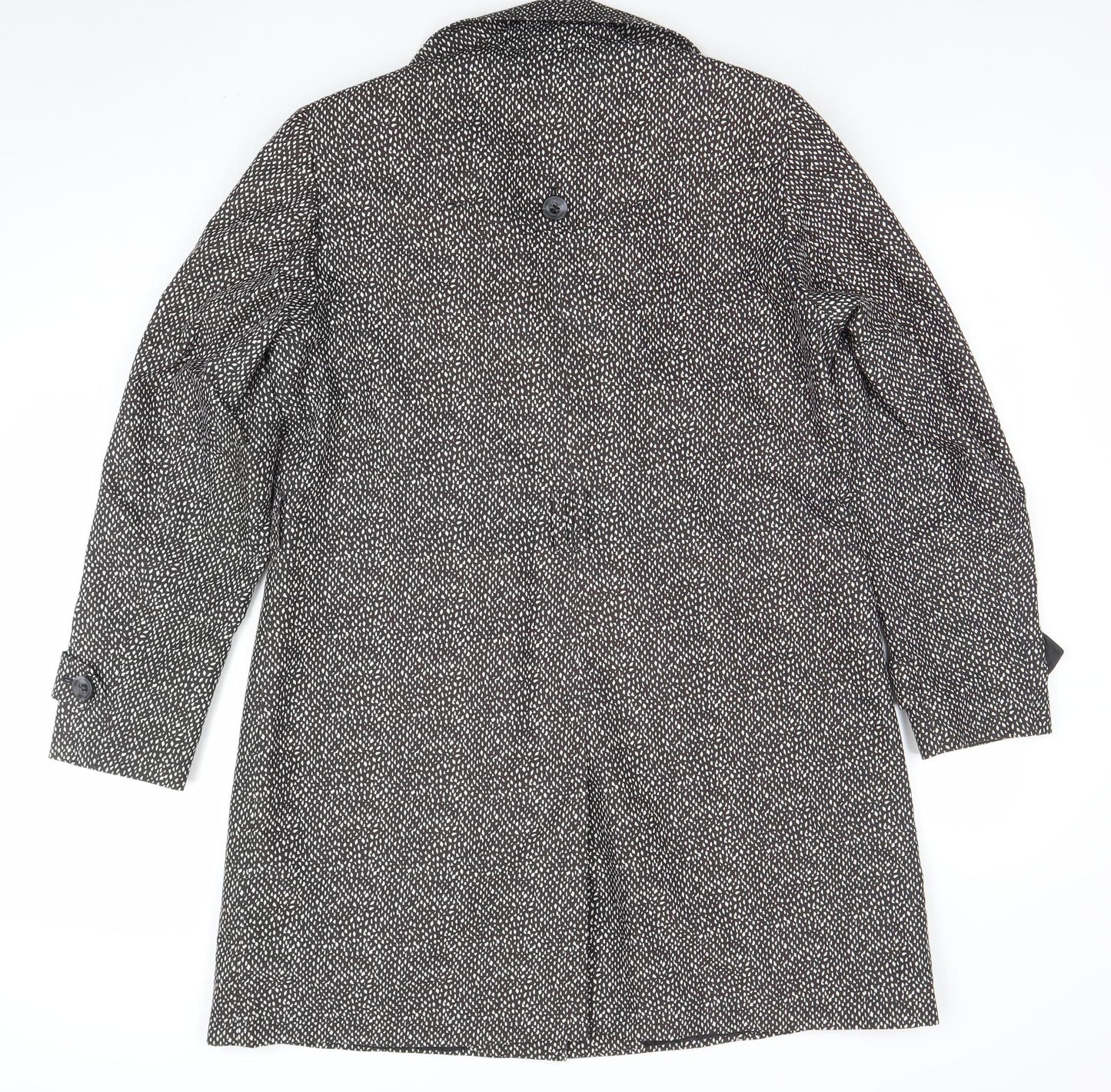 Marks and Spencer Womens Black Geometric Long Overcoat Size 16