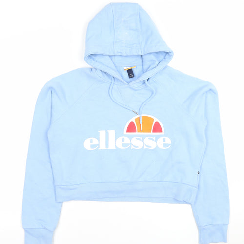 Ellesse Womens Blue Hoodie Size 12 Pullover Cotton Blend Logo Hooded Sweatshirt
