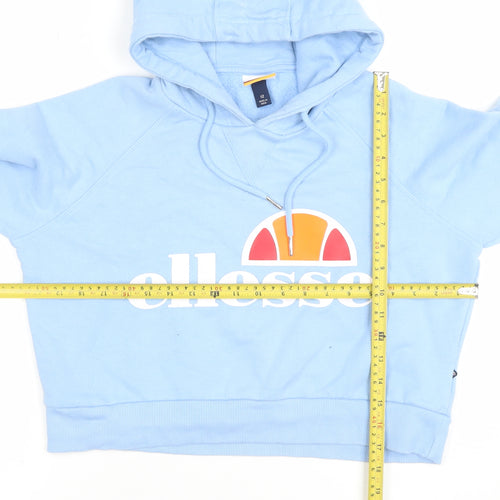 Ellesse Womens Blue Hoodie Size 12 Pullover Cotton Blend Logo Hooded Sweatshirt