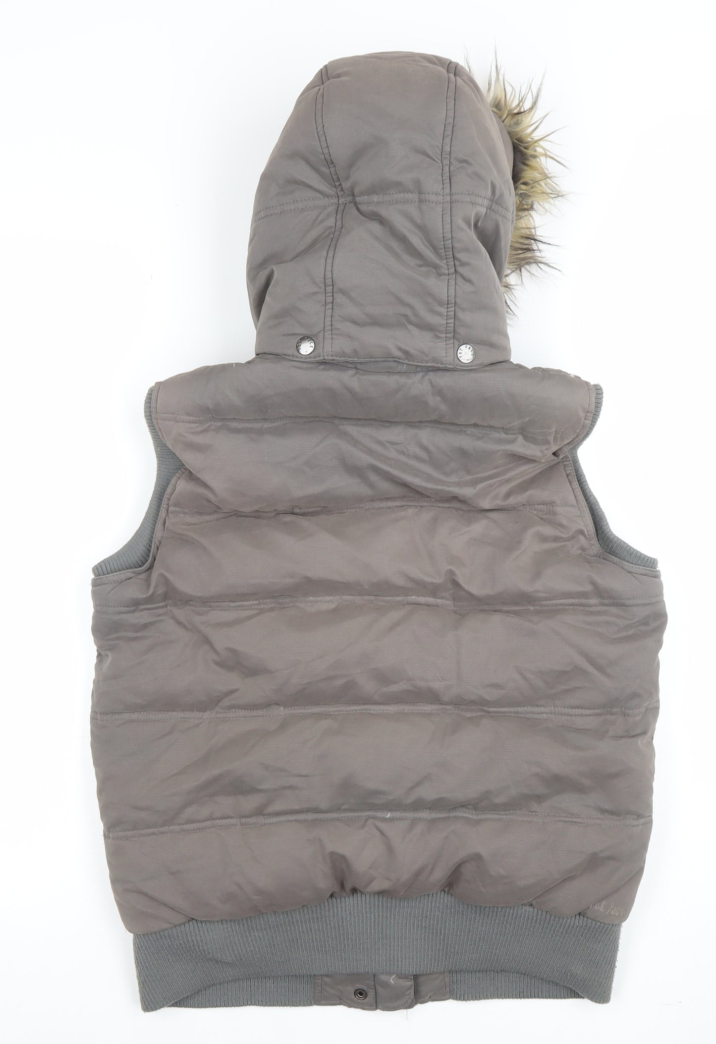 Fat Face Women Brown Size 10 Hooded Faux Fur Puffer Gilet