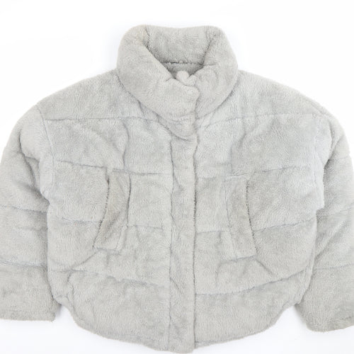 Light Before Dark Women’s Grey Faux Fur Puffer Jacket Size S