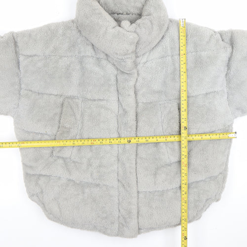 Light Before Dark Women’s Grey Faux Fur Puffer Jacket Size S