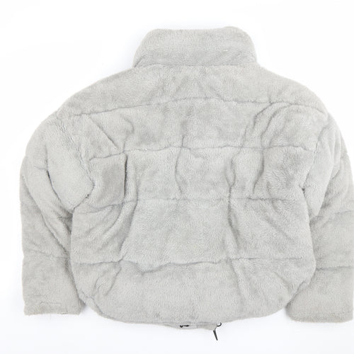 Light Before Dark Women’s Grey Faux Fur Puffer Jacket Size S