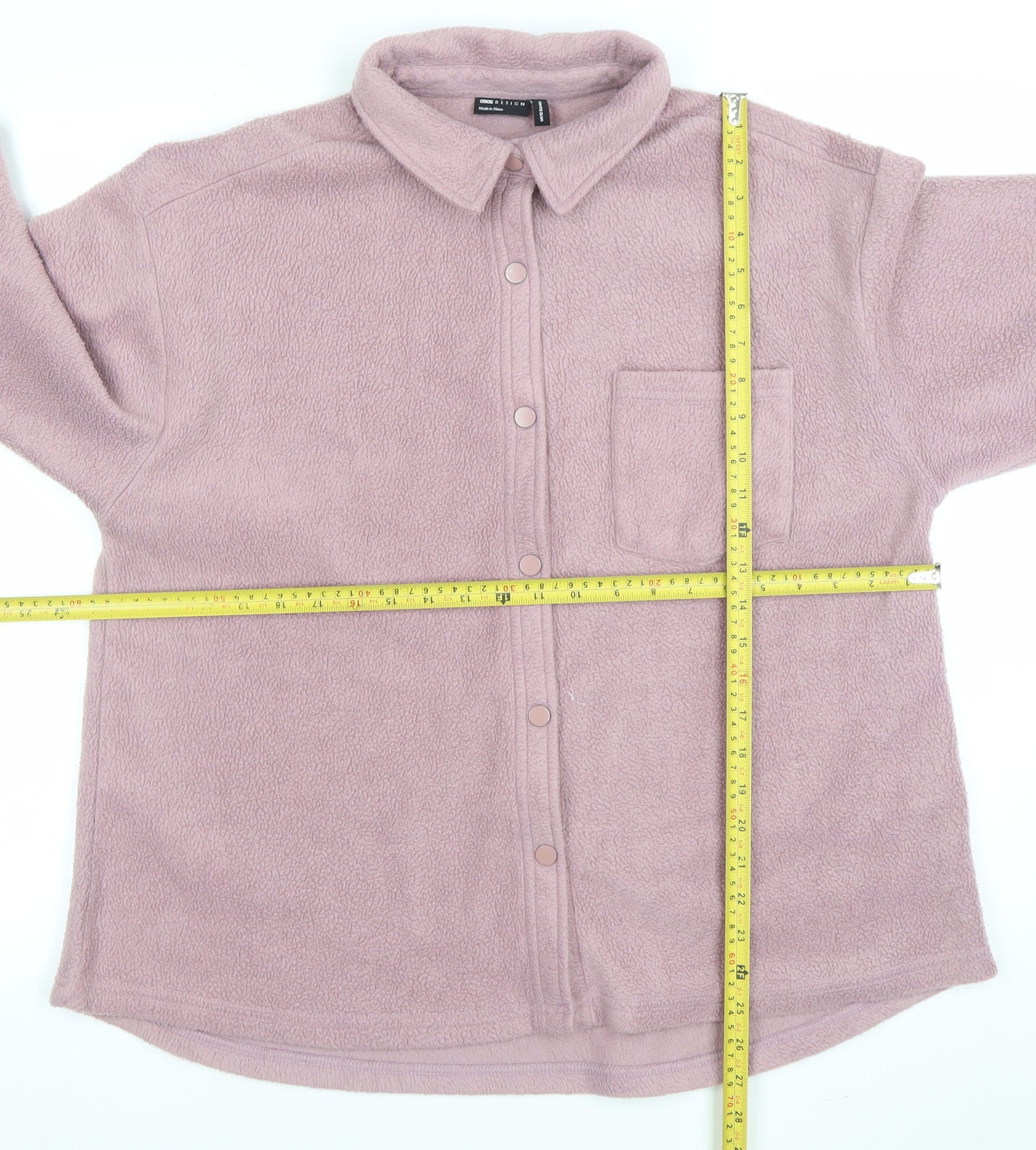 ASOS Design Women Pink Fleece Button Jacket Size 12 Relaxed Fit