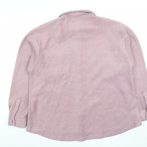 ASOS Design Women Pink Fleece Button Jacket Size 12 Relaxed Fit