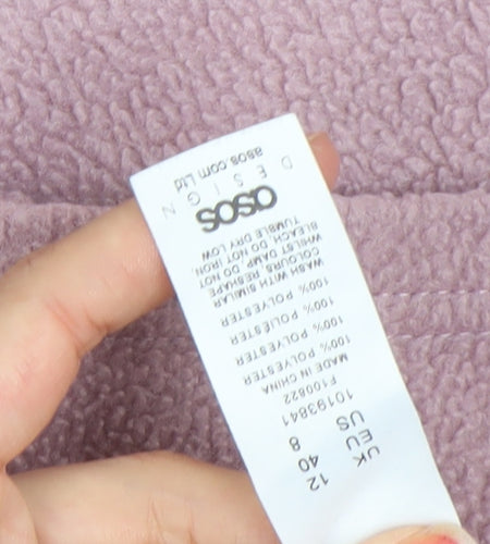 ASOS Design Women Pink Fleece Button Jacket Size 12 Relaxed Fit