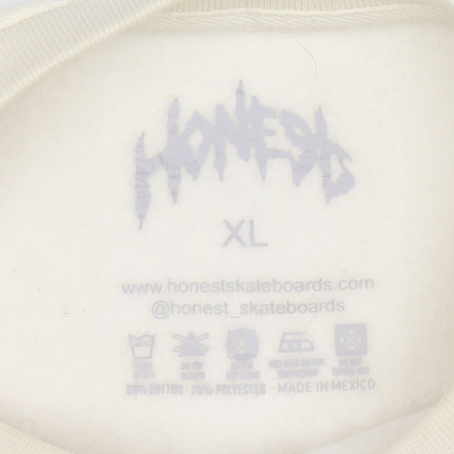 Honest Skateboards Mens Ivory XL Pullover Sweatshirt Graphic Logo