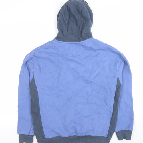 Marks and Spencer Boys Blue Pullover Hoodie 7-8 Years Letters Logo Print