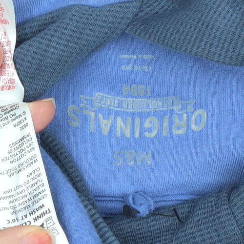 Marks and Spencer Boys Blue Pullover Hoodie 7-8 Years Letters Logo Print