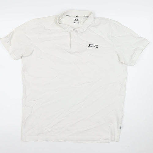 Slazenger Men's White Cotton Stretch Polo Shirt Size S