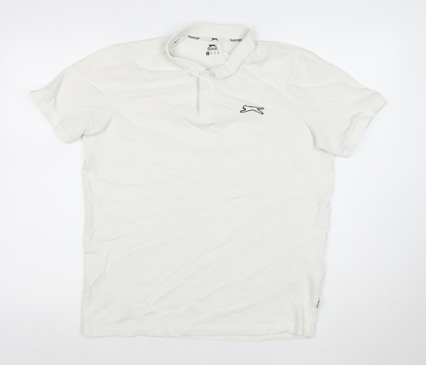 Slazenger Men's White Cotton Stretch Polo Shirt Size S