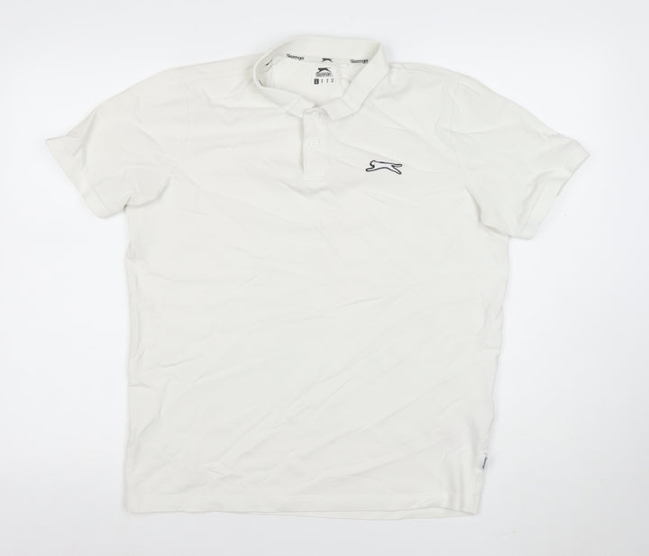 Slazenger Men's White Cotton Stretch Polo Shirt Size S