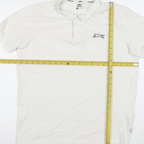 Slazenger Men's White Cotton Stretch Polo Shirt Size S