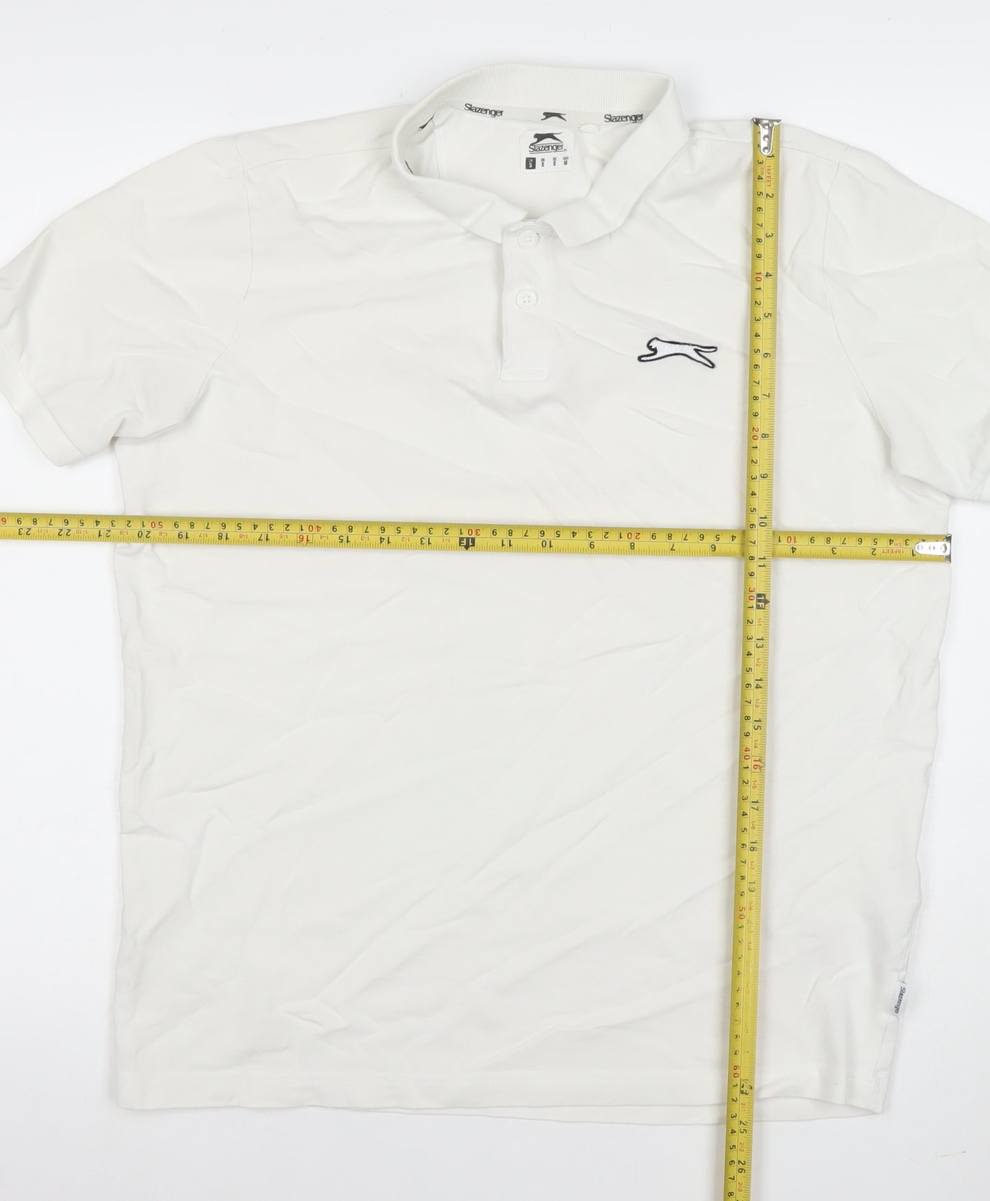 Slazenger Men's White Cotton Stretch Polo Shirt Size S