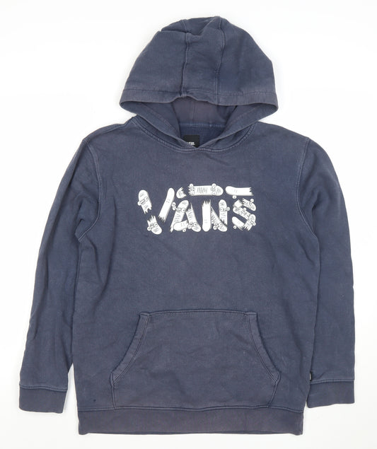 Vans Boys Navy Blue Pullover Hoodie XL Cotton Blend Skate Graphic
