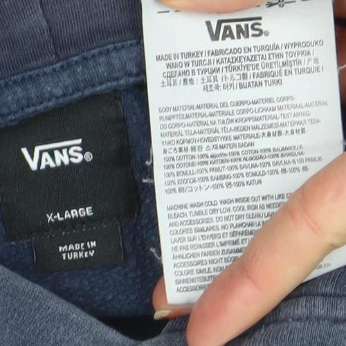 Vans Boys Navy Blue Pullover Hoodie XL Cotton Blend Skate Graphic