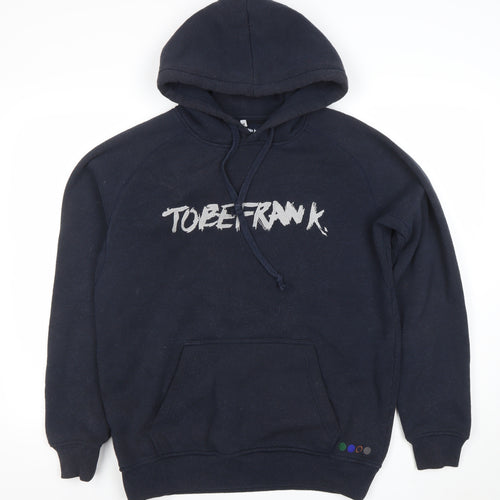 TOBEFRANK Men's Navy Blue Medium Pullover Hoodie With Graphic Logo