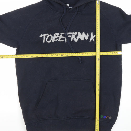 TOBEFRANK Men's Navy Blue Medium Pullover Hoodie With Graphic Logo