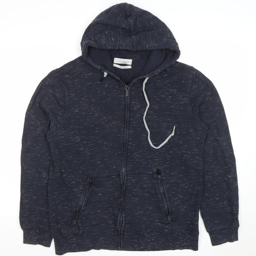 Zara Men’s Blue Full Zip Hoodie XL Regular Cotton Blend