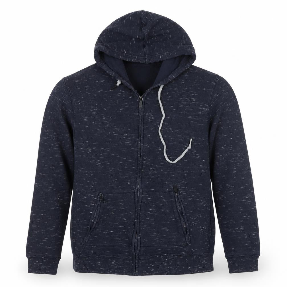 Front view of Zara Men’s Blue Full Zip Hoodie XL Regular Cotton Blend