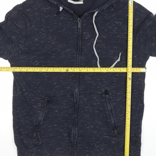 Zara Men’s Blue Full Zip Hoodie XL Regular Cotton Blend
