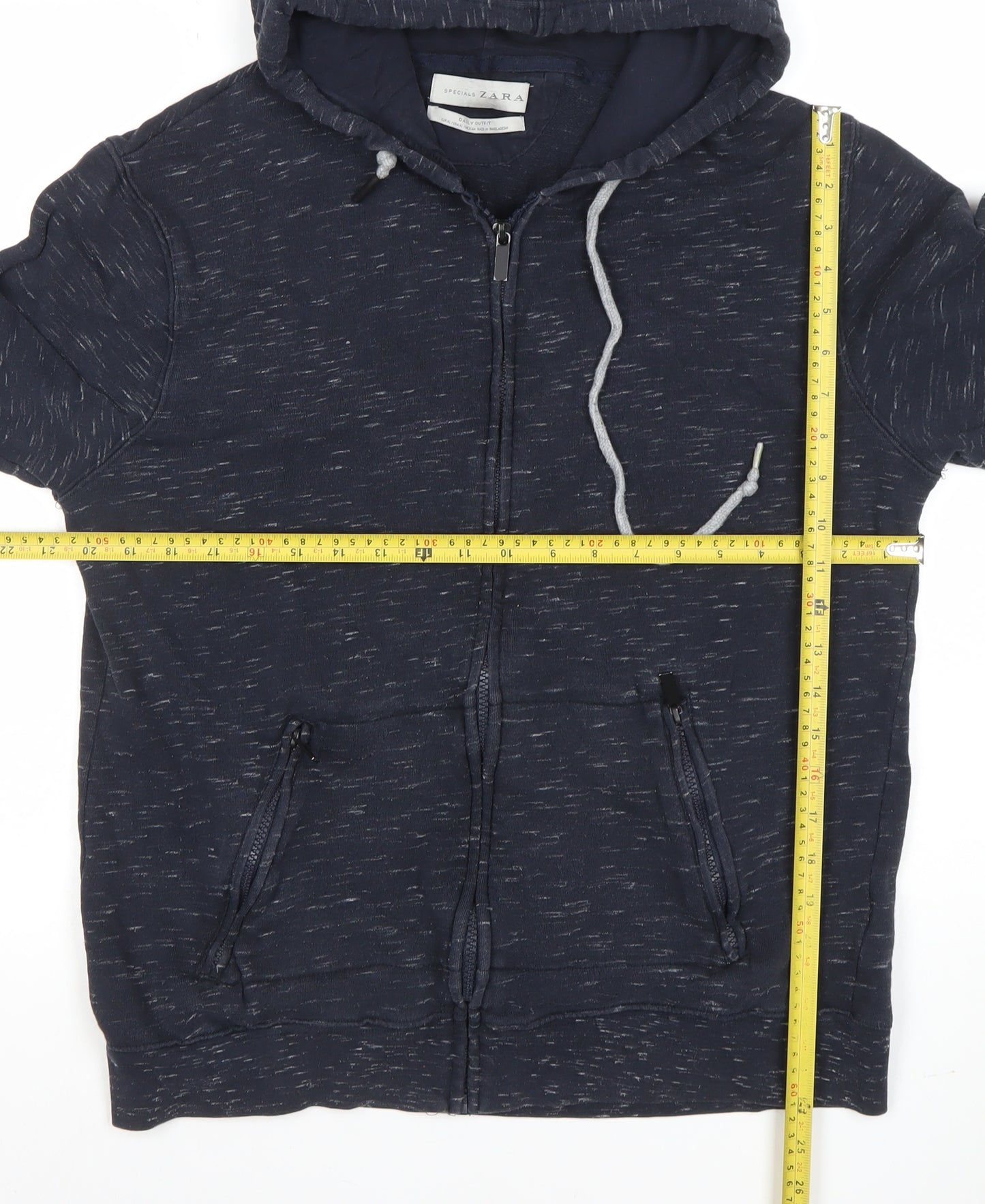 Zara Men’s Blue Full Zip Hoodie XL Regular Cotton Blend