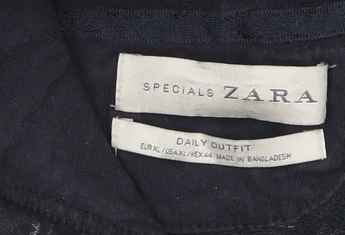 Zara Men’s Blue Full Zip Hoodie XL Regular Cotton Blend