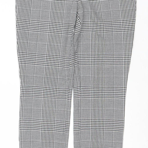 Marks and Spencer Women's Black Check Stretch Work Trousers Size 10