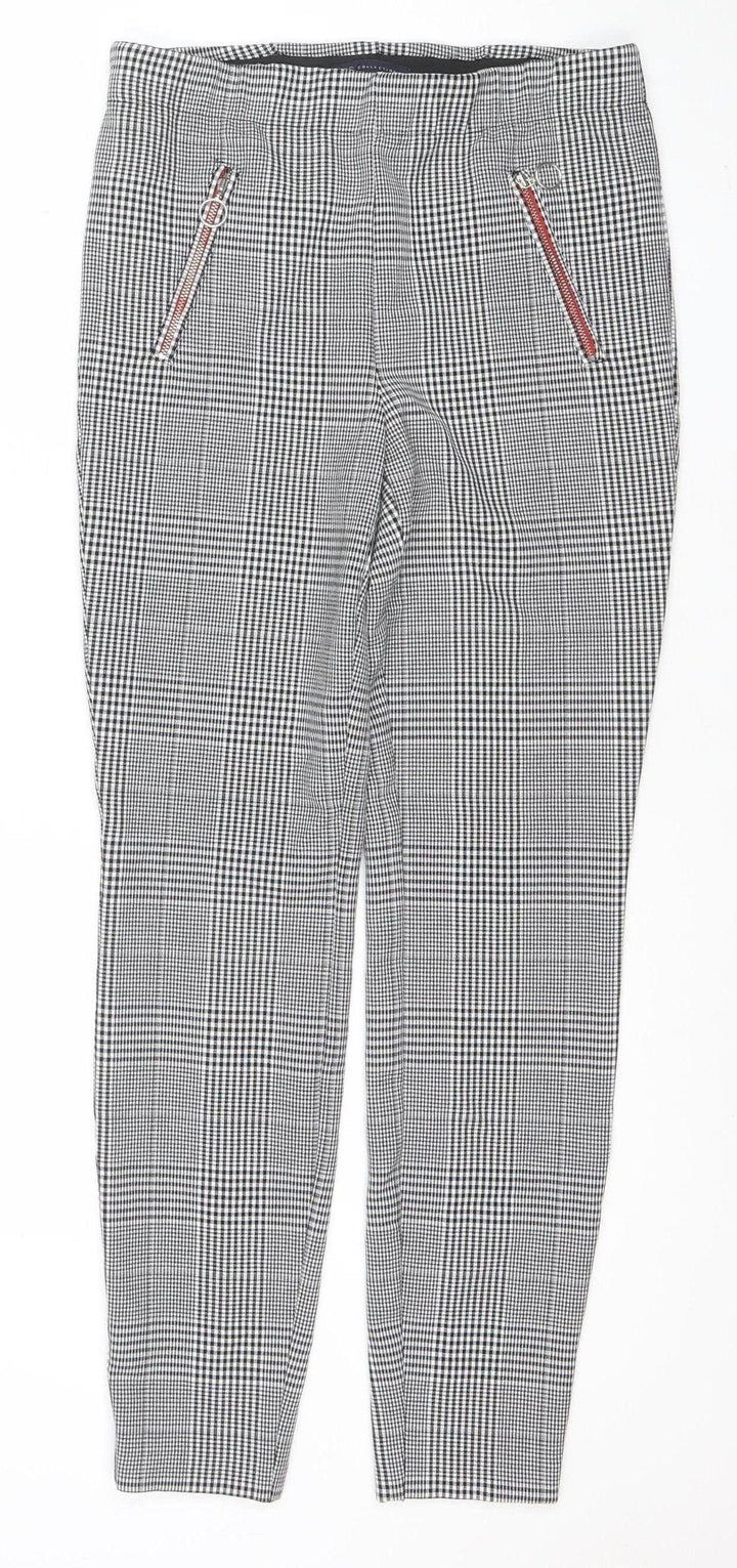 Marks and Spencer Women's Black Check Stretch Work Trousers Size 10