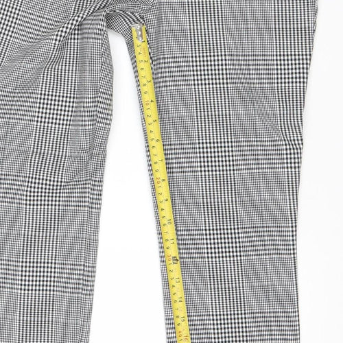 Marks and Spencer Women's Black Check Stretch Work Trousers Size 10