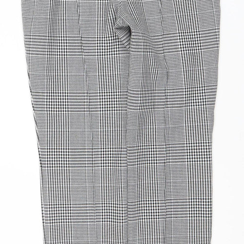 Marks and Spencer Women's Black Check Stretch Work Trousers Size 10